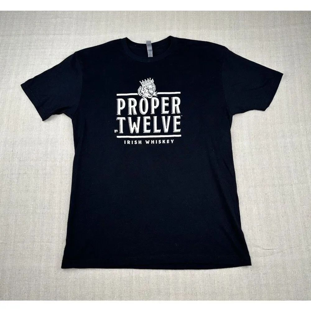 Proper Twelve Irish Whiskey Graphic T-Shirt Black Logo Tee Men’s Large Large